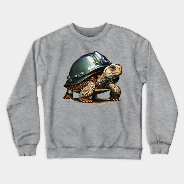 Tortoise with Helmet Crewneck Sweatshirt by Midcenturydave
